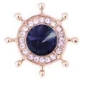 Mini naval ship wheel brooch pin, vintage gold alloy blue crystal rhinestone suit lapel accessory - Gold Base Navy Blue Rhinestone