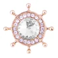 Rose Gold Ship Wheel Brooch Crystal Nautical Suit Lapel Pin Fashion Accessory Variant - Gold Base White Rhinestone