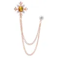 Retro Kreuz Quaste Kragenkette Brosche für Damen und Herren, schöne Strass Anzugnadeln. - Goldbasis Gelber Strass