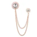 Vintage Roségold Doppelpin Quasten Kette Brosche, Kristall Strass Sonne Anzug Schmuck. - Gold