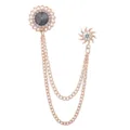 Spilla Doppia Catena Nappa Vintage Strass Rosa Oro Vestito Spilla Variante Modello - Cristallo grigio oro