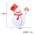 Weihnachten Schneemann Brosche mit Strasssteinen, roter Mütze und Schal als Festtags Schmuck. - Nr. 1 Schneemann