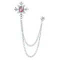 Europäische und amerikanische Mode Kreuz Brosche mit Quaste Kette für Hemd Anzug Kragen. - Silber / Rosa