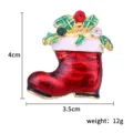 Weihnachts-Stiefel Brosche Legierung Strass Emaillierung Anstecknadel Party Geschenk 4cm - Weihnachtssocke Nr. 1