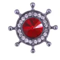 Navy Style Ship Wheel Brooch Red Crystal Rhinestone Suit Pin Lapel Jewelry Accessory Variant - Gun Black Base Red Zirconia