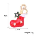 Weihnachtsstrumpf Brosche Strass Emailliert Metall Anstecknadel Festlich Schmuck Zubehör - Weihnachtssocke Nr. 2