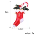 Weihnachtsstrumpf Brosche Stift rote Emaillierung Zuckerstange Kristall Strass Schmuck 5cm - Nr. 3 Weihnachtssocke