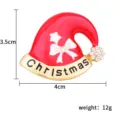 Weihnachtshut Brosche Strass Gold Rot Legierung niedliche Feiertag Mode Accessoire Nadel 4cm - Weihnachtsmütze Nr. 1