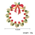 Weihnachtskranz Brosche mit roter Schleife und Strasssteinen, festliches Accessoire, 4.2cm - Kranz Stil 2
