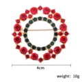 Weihnachten rot und gruen Strass runder Kranz Brosche, festlicher Modeschmuck Schmuck Accessoire 4cm - Kranz Nr. 5