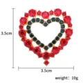 Weihnachten doppelt Herz Brosche rot grün Strass Legierung Anstecknadel Schmuck 3.5cm - Kranz Stil 1
