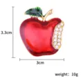 Roter Emaille Apfel Brosche mit Strasskristall schicker Damen Kleidung Schmuck 3.3x3cm - Apfel Stil