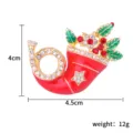 Weihnachts-Horn-Brosche rote Emaillierung Strass Kristall Mode Schmuck Geschenknadel. - Horn