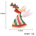 Weihnachtsengel Brosche mit bunten Strasssteinen und Emaille, 4.5 cm groß, festliches Geschenk. - Engel