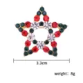 Weihnachten Stern Strass Brosche Gold Rot Gruen Kristall Schmuck Geschenk 3.3cm 8g - Pentagramm