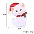 Weihnachten Katze Brosche Süßer Weihnachtshut Emaillierte Nadel Festlicher Schmuck 4x3cm - Weiße Katze