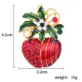 Weihnachten Strass Brosche Pin, elegante rot grüne Mode Schmuck für Damen Festlich. - Apfel Nr. 2