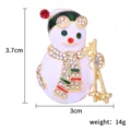 Weihnachten Schneemann Strass Brosche, goldene Legierung Ski Motiv Schmuck Accessoire. - Schneemann Nr.4