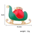 Weihnachten Schlitten Brosche mit rot grünem Emailleschmuck und Strasssteinen Geschenk - Geschenkschlitten