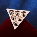 Gold triangle collar pin with six metal conical rivet studs, vintage style shirt accessory for men. - One Piece / Gold