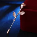 Rose flower metal lapel pin stick brooch for men women suit jacket dress accessories classy - Gold