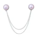 Minimalistische rosa Perlen Doppelketten Kragennadel fuer Damen, elegante Hemdkragendeko. - Große weiße Perle (Silberbasis)