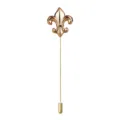 Retro gold lapel pin with fleur de lis design, elegant metal stick pin for men's suits. - Gold