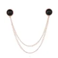Doppelter Kragen Kette Hemd Brosche Vintage Revers Nadel Mode Schmuck Zubehoer fuer Damen - Kleine schwarze Perle (Goldbasis)