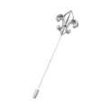 Vintage silver metal fleur-de-lis long needle brooch lapel pin for men suit accessories. - Silver