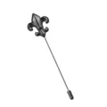 Vintage Fleur-de-lis Lapel Stick Pin Black Metal Brooch Pin for Men Suit Jacket - Gunmetal