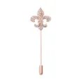 Rose gold tone crystal fleur-de-lis lapel stick pin elegant suit brooch for men women - Lily / Gold