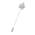 Silberne Metall Ahornblatt Anstecknadel langer Broschen Pin fuer Anzug Herren Schmuck Geschenk - Silberblatt