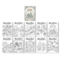 Succulent potted plant theme coloring book pages and posters set for creative relaxation. - Succulents and Potted Plants Healing Coloring Poster (RXHC1171)