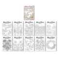 Four seasons floral coloring book detail pages showing various flower line art designs. - Four Seasons Flowers Healing Coloring Poster (RXHC1170)