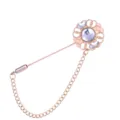 Broche Épingle Longue Dorée Strass Transparents avec Chaîne Goutte pour Homme - Blanc (Avec chaîne)