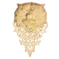 Gold Tiger Head Lapel Pin Brooch Men Suit Jewelry Hollow Out Retro Design Accessory - Gold