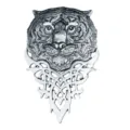 Vintage silver tiger head brooch for men, gothic punk lapel pin badge accessory. - Vintage Silver