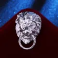 Vintage Löwenkopf Brosche Silber Herren Anzug Anstecknadel Tier Revers Abzeichen Schmuck - Silber