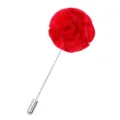 Rote Stoff-Rosen-Anstecknadel mit langer silberner Metallnadel Brosche für Hochzeitsanzug. - Rot