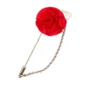 Rote Stoffrose Blume Reversnadel Brosche mit Goldkette für Herren Anzug Accessoires - Rot