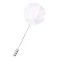 Weisse Stoff Rose Blume Anstecknadel Brosche mit langem Metallstab fuer Anzug Hochzeit - Weiß