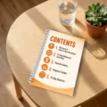 Vista detallada del cuaderno de planificación de fitness de 21 días con la página de índice. - Manual de Registro de Planificación de Ejercicios (RXHC1258)
