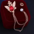 Vintage Krone Doppeladler Brosche für Herren, elegante rote Kristall Kette Anzug Nadel Detail. - Gold / Rot