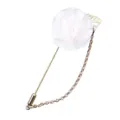 Elegante Herren Anzug Stoffblume Brosche mit Kette weiße Anstecknadel für Hochzeit - Weiß