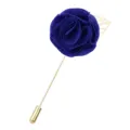 Dunkelblaue Stoffrosen Anstecknadel mit goldener langer Nadel und Blatt für Anzug und Kleid. - Blau