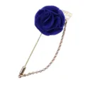 Blaue Stoff Rosen Broche mit Gold Kette Anstecknadel fur Herren und Damen Anzug Dekoration - Blau