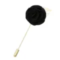 Elegante schwarze Stoffrosen-Brosche mit langem Goldstift fuer Damen und Herren Anzuege. - Schwarz