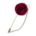Stoffrose Blume Brosche Anstecknadel mit Goldkette fuer Herren Anzug Damenschmuck - Burgunderrot