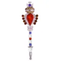 Vintage barocco corona croce scettro spilla cristallo strass moda gioielli donna - Argento