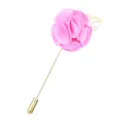 Rosa Stoff Blumen Anstecknadel mit goldener Blatt und langem Stab fur elegante Anzuege - Hellrosa